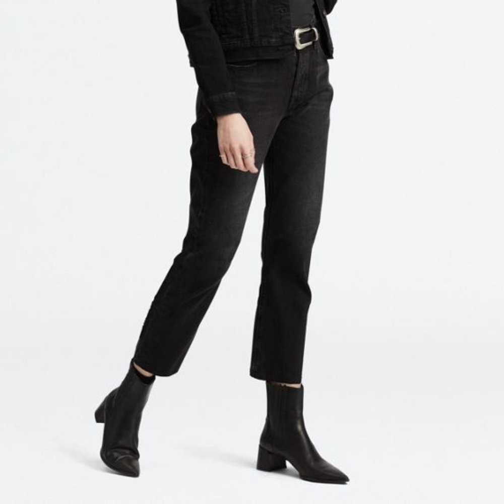 Levi's Premium 501 High Rise Straight Leg Crop Jeans Black 27x26
